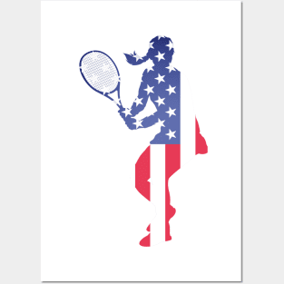 US Open Tennis USA Flag Silhouette Posters and Art